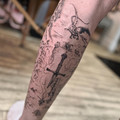 custom fine-line tattoo by Estelle at Have Faith Tattoo Bath