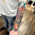 script tattoo by Will at Have Faith Tattoo Bath